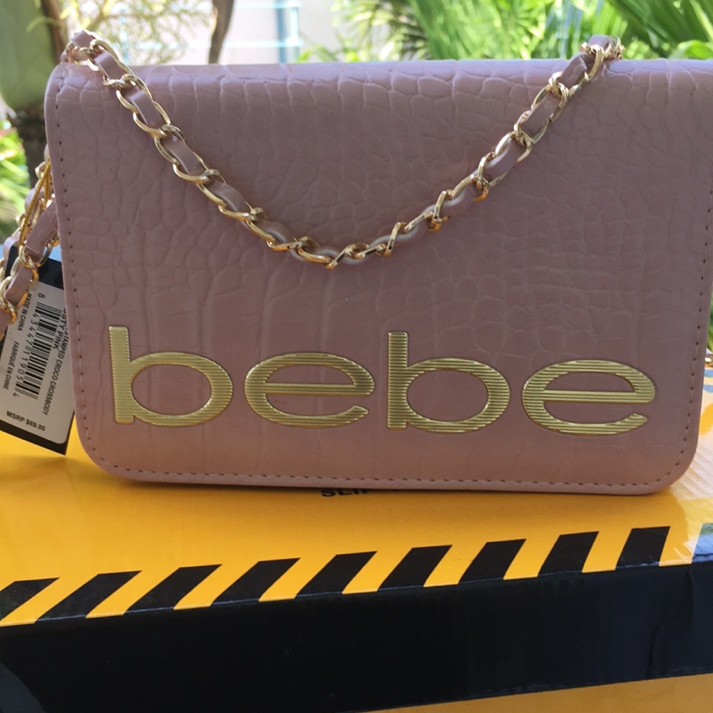 Bebe FABIOLA STAMPED CROCODILE 🐊 PINK CROSSBODY